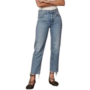 BOYISH The Tommy Stretch High Rise straight leg cropped raw hem jeans 26